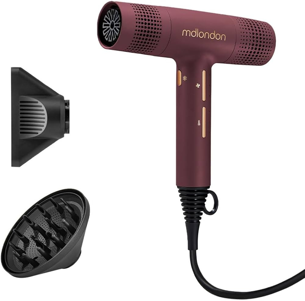 mdlondon Blow Hair Dryer – New & Improved 1600W Hairdryer with Diffuser, Directional Nozzle and... | Amazon (UK)