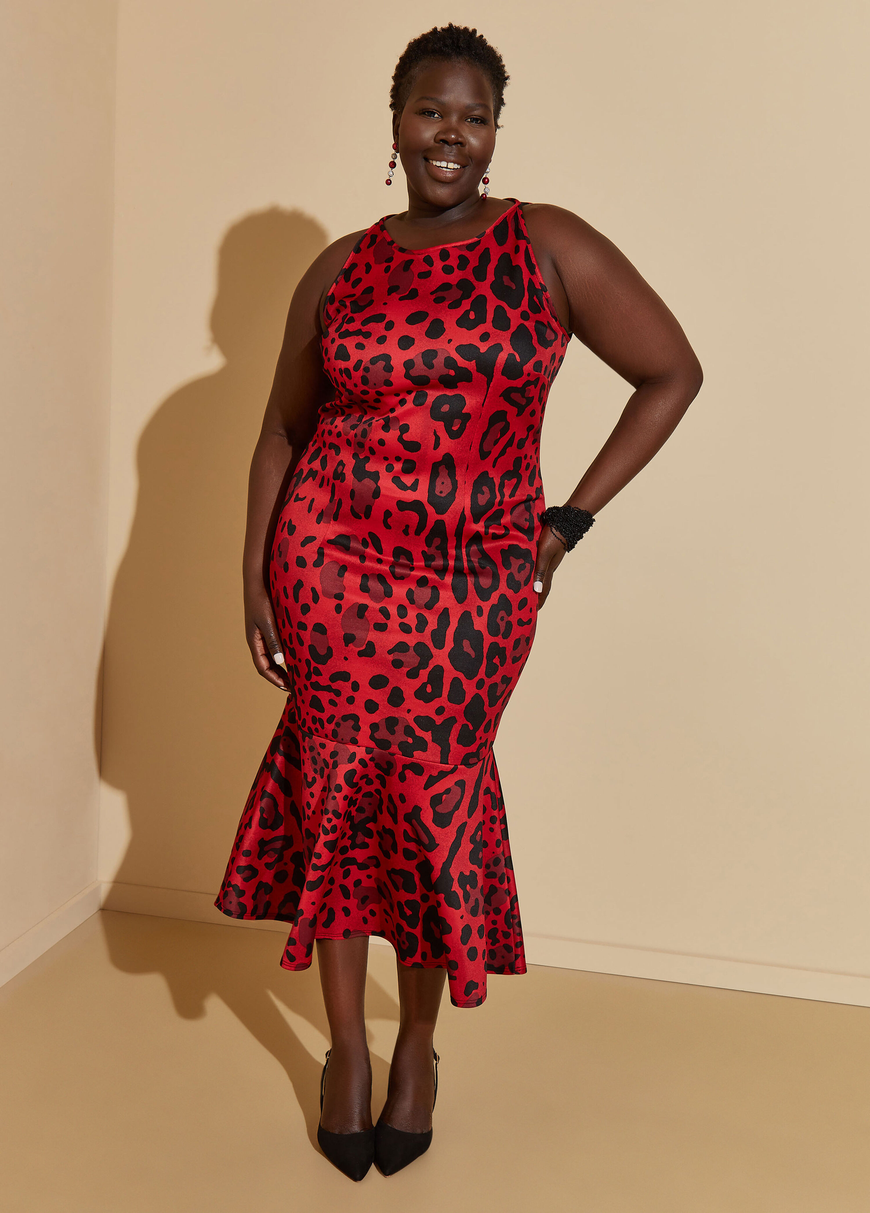 Flounced Leopard Midaxi Dress | Ashley Stewart