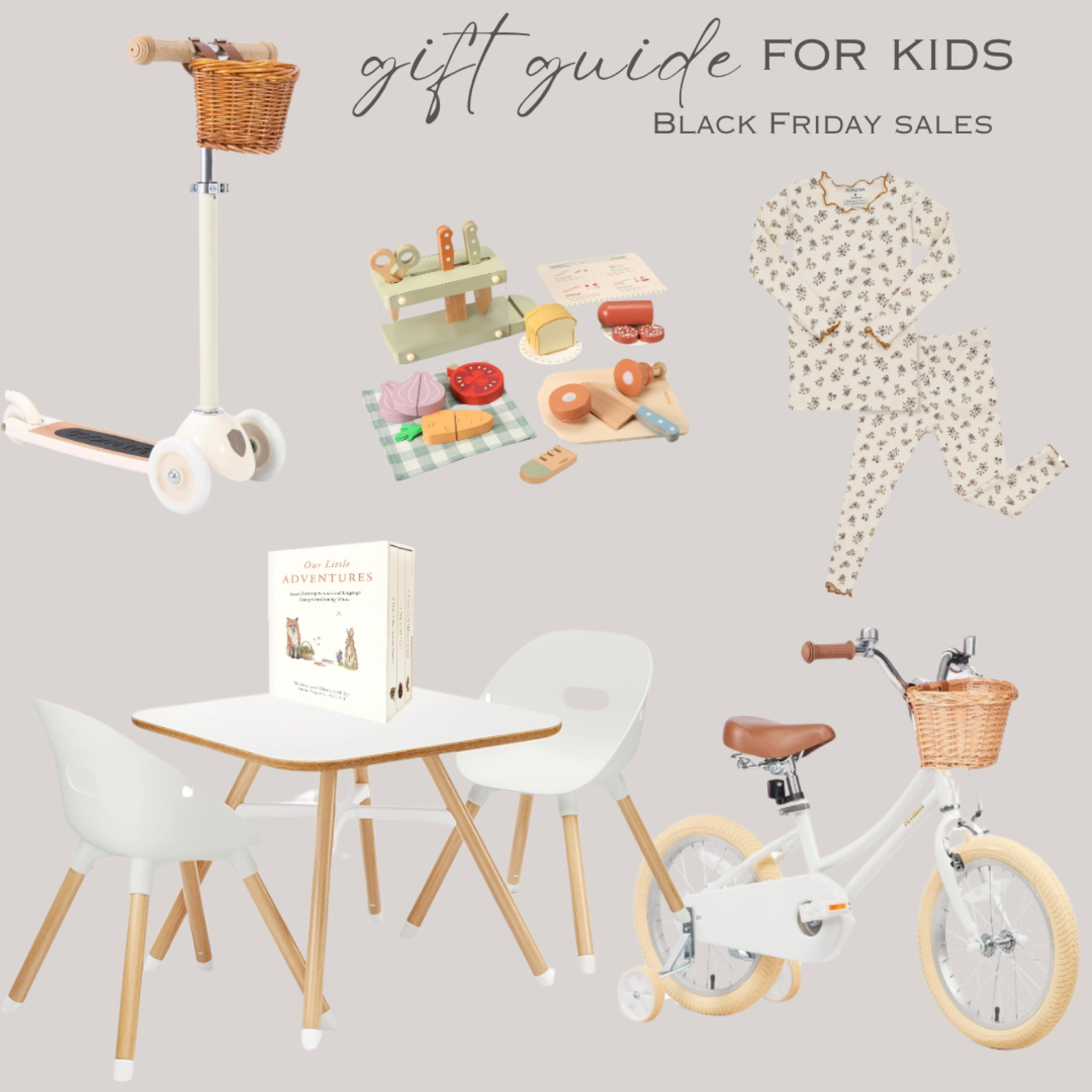 Gift Guide - Kids! 

Play table and chairs, bike, scooter, pajamas, wood toys, books 


#amazon #blackfridaysales 

#LTKGiftGuide #LTKKids #LTKHoliday