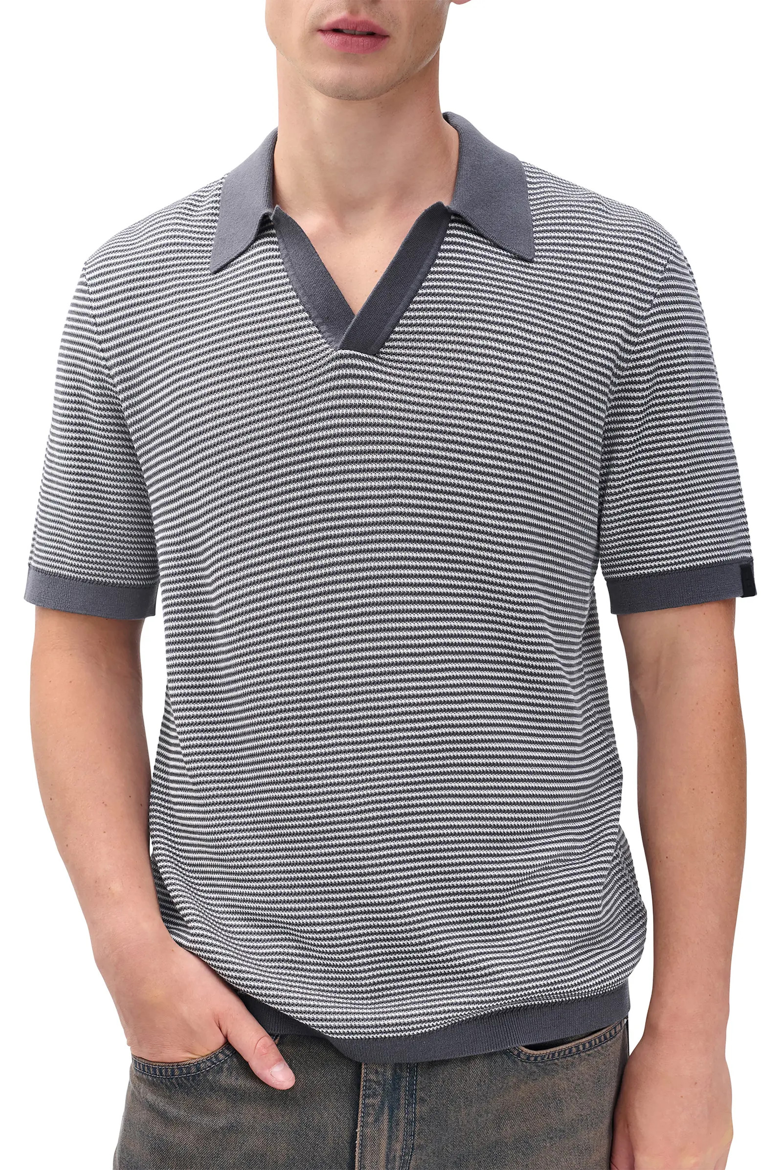 Harvey Chevron Johnny Collar Polo | Nordstrom