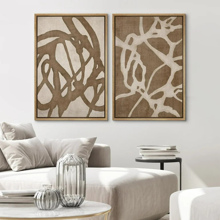 IDEA4WALL Framed Canvas Print Wall Art Set Flow Abstract Earth Tone Organic Shapes Illustration C... | Walmart (US)