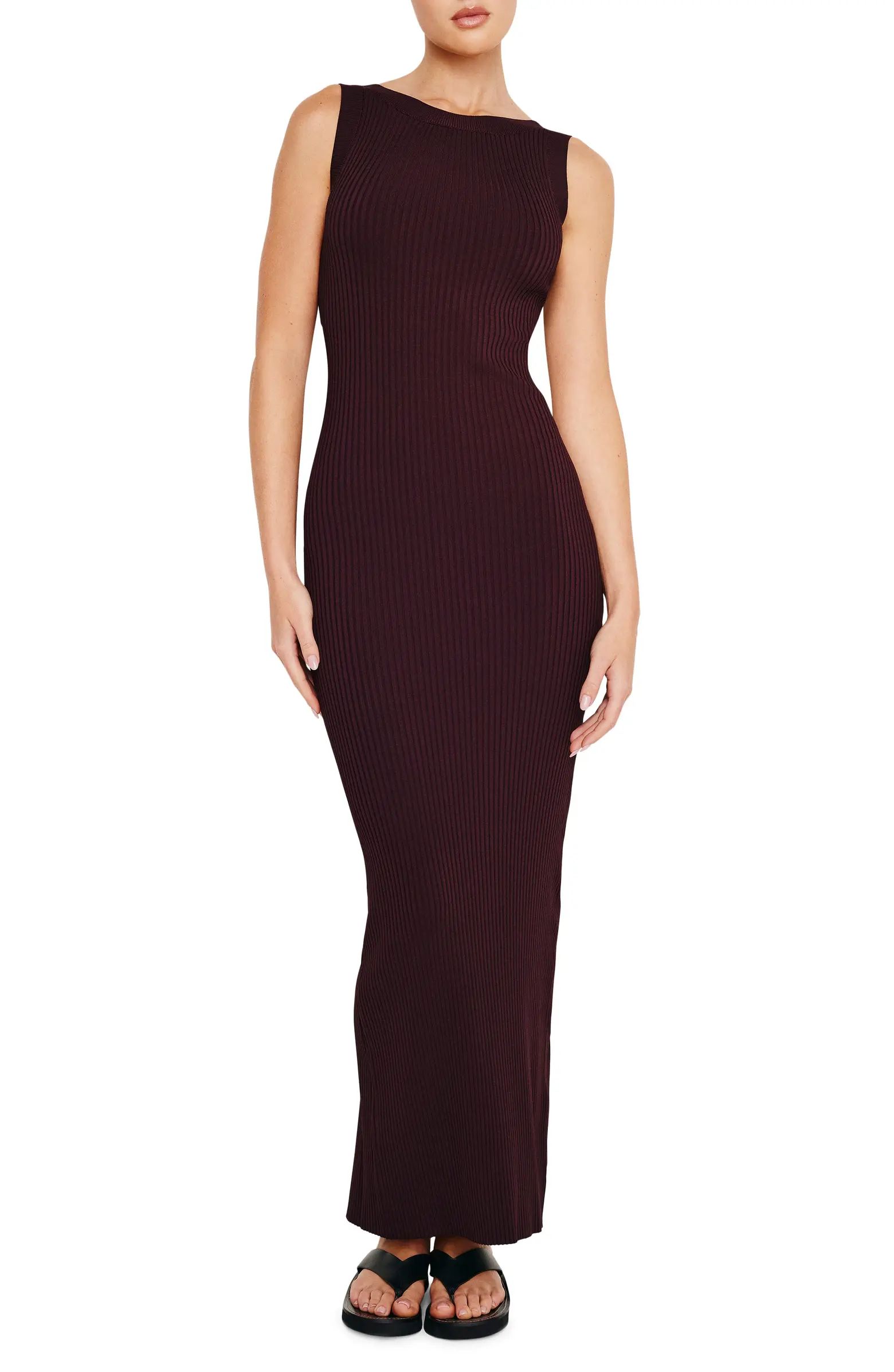 Shine Scoop Back Rib Maxi Sweater Dress | Nordstrom