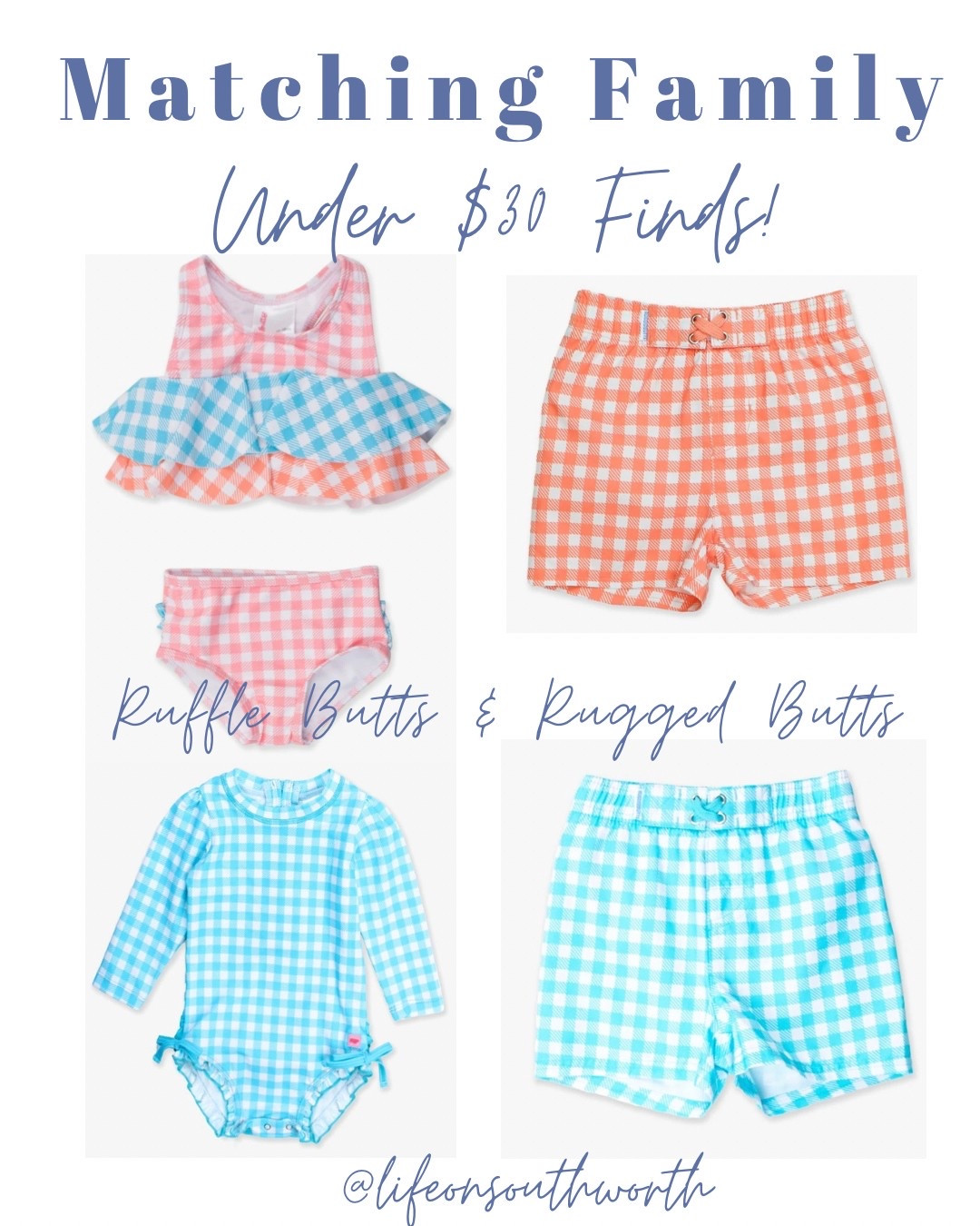 Calling all gingham lovers! These classic & fun swimsuits from Ruffle Butts & Rugged Butts are currently on sale! The boys trunks are dropping to around $13! 
Perfect time to grab for your family beach trip! You can mix & match the gingham or get the same colors. There’s even gingham swimwear for women & men too, making it fun for the entire family! ☀️🏖️🌊

#LTKSeasonal #LTKSwim #LTKFamily