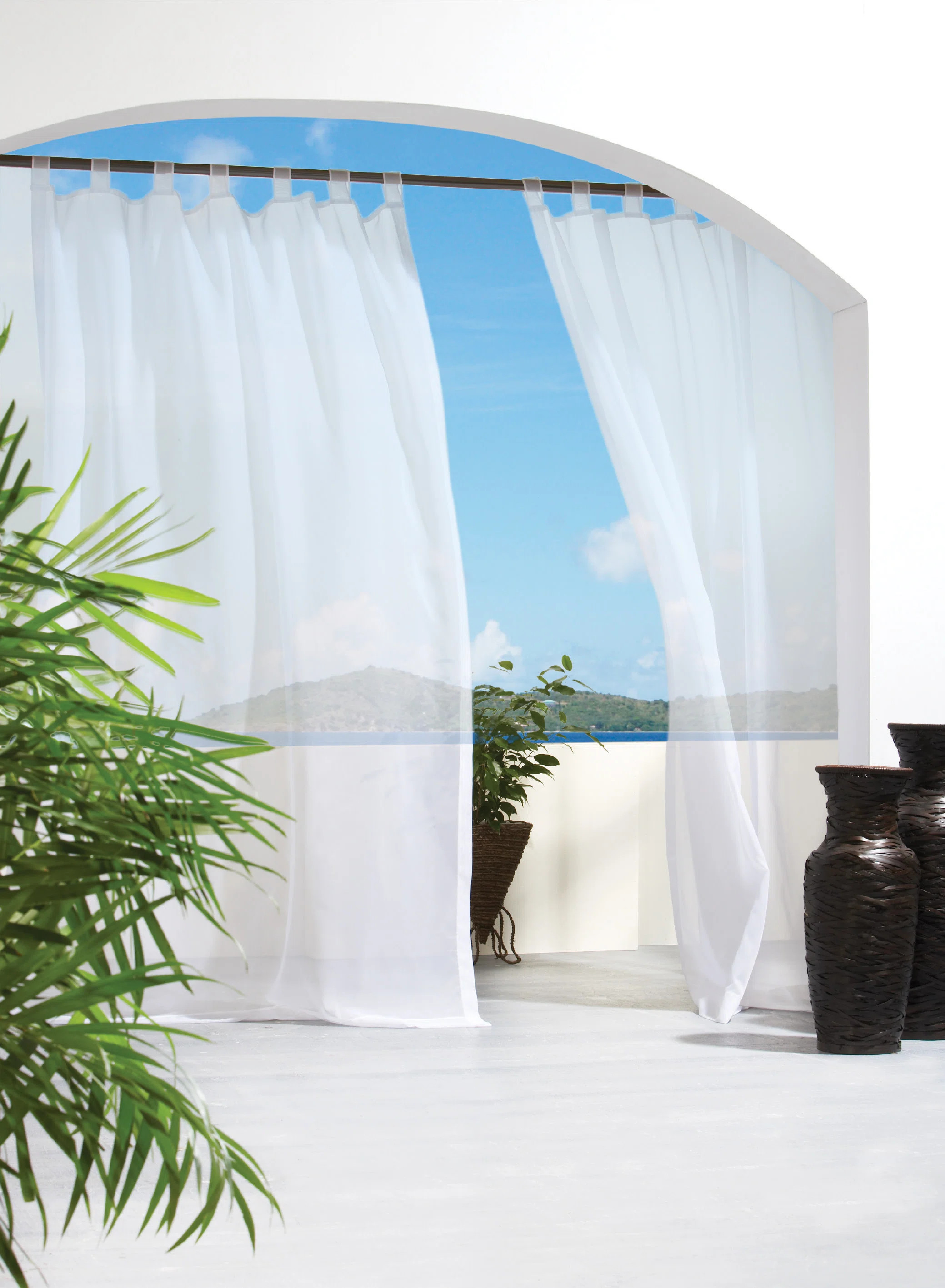 Hottinger Solid Sheer Outdoor Tab Top Single Curtain Panel | Wayfair North America
