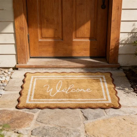 Scalloped Edge Welcome Doormat, 19.7 x 31.5 Door Mats, for Front Door Mat Outside Entrance,with Non Slip Backing,Holiday Entryway Rug for Porch & Patio Decoration | Walmart (US)