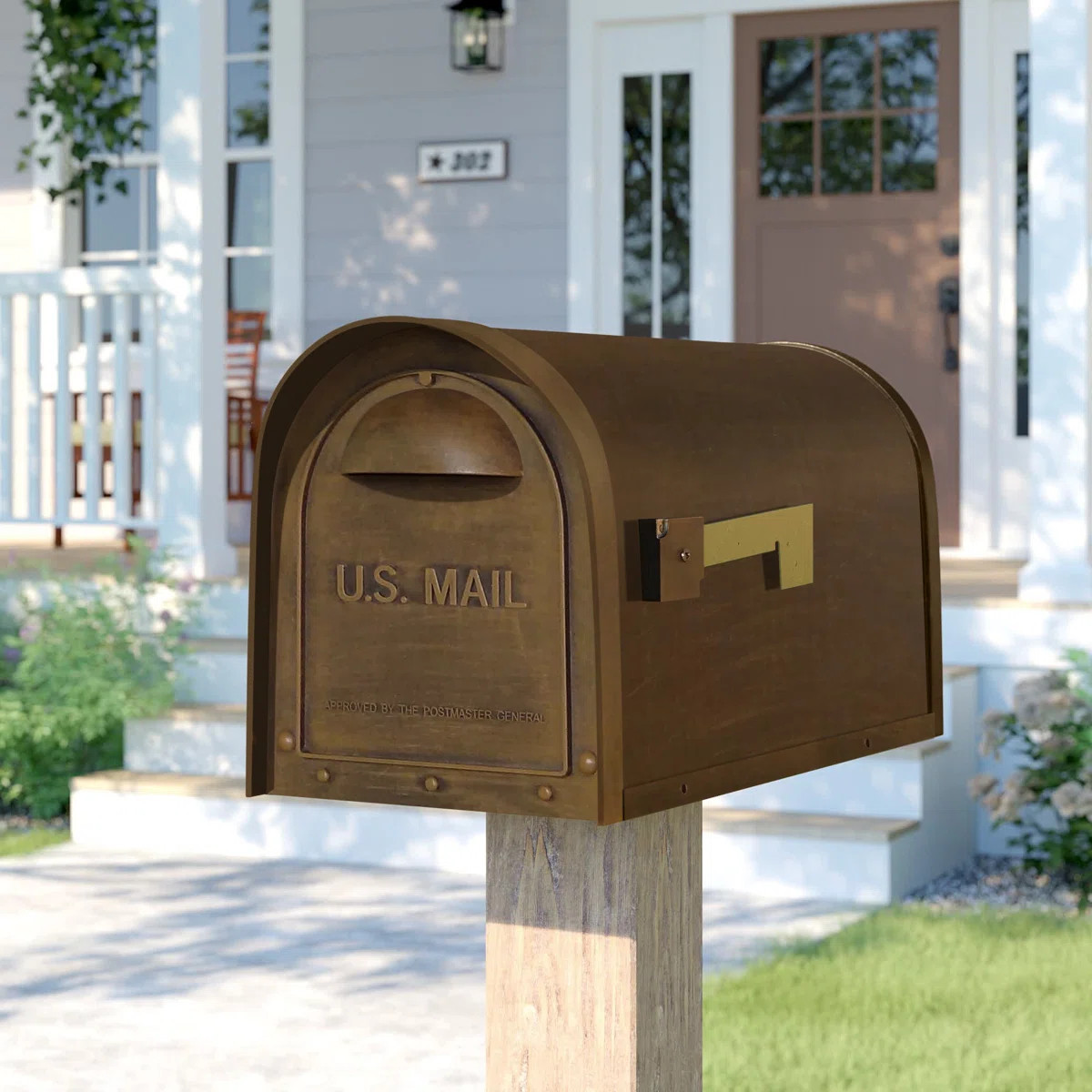 Baldwin Aluminum Post Mounted Mailbox with Magnetic Closure | Wayfair North America