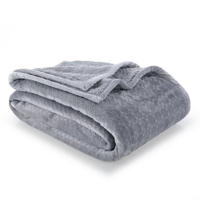 Better Homes & Gardens Printed Reverse Faux Shearling Throw, Silver Solid Embossed, 50" x 60" | Walmart (US)