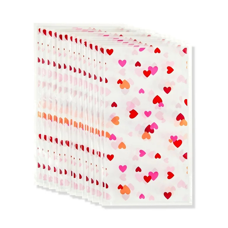 Valentine's Day Pink, Red and White Hearts Treat Bags with Twist Ties, 15 Count, by Way To Celebr... | Walmart (US)