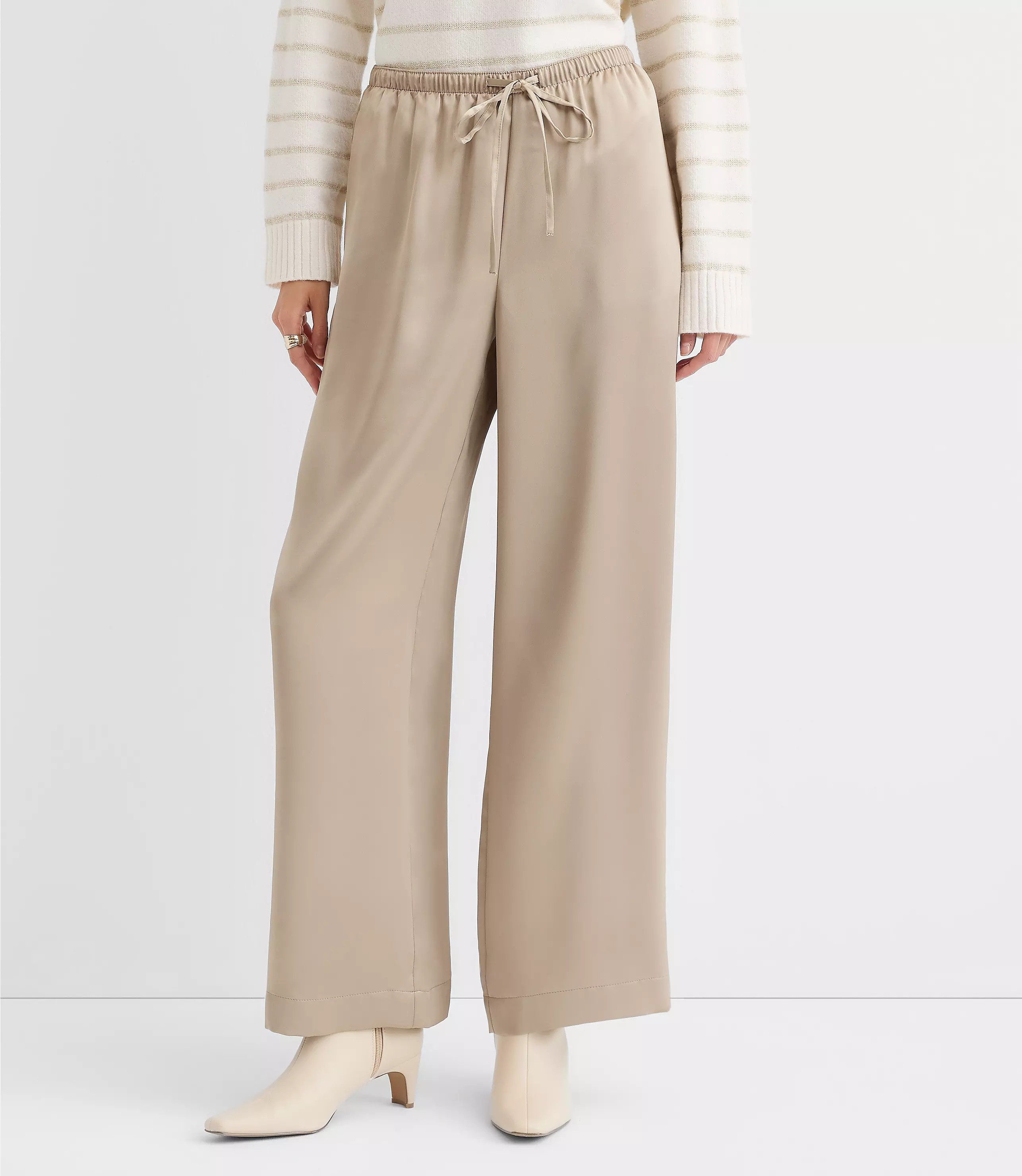 Petite Sawyer Pull On Pants in Satin | LOFT