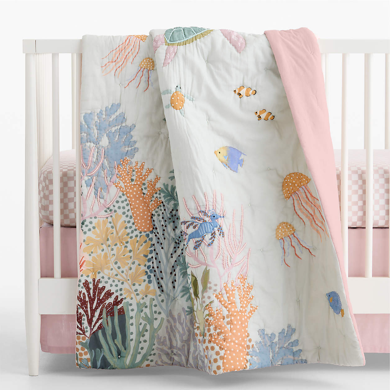 Coral Reef Dreams Organic Cotton Baby Crib Quilt | Crate & Kids | Crate & Barrel