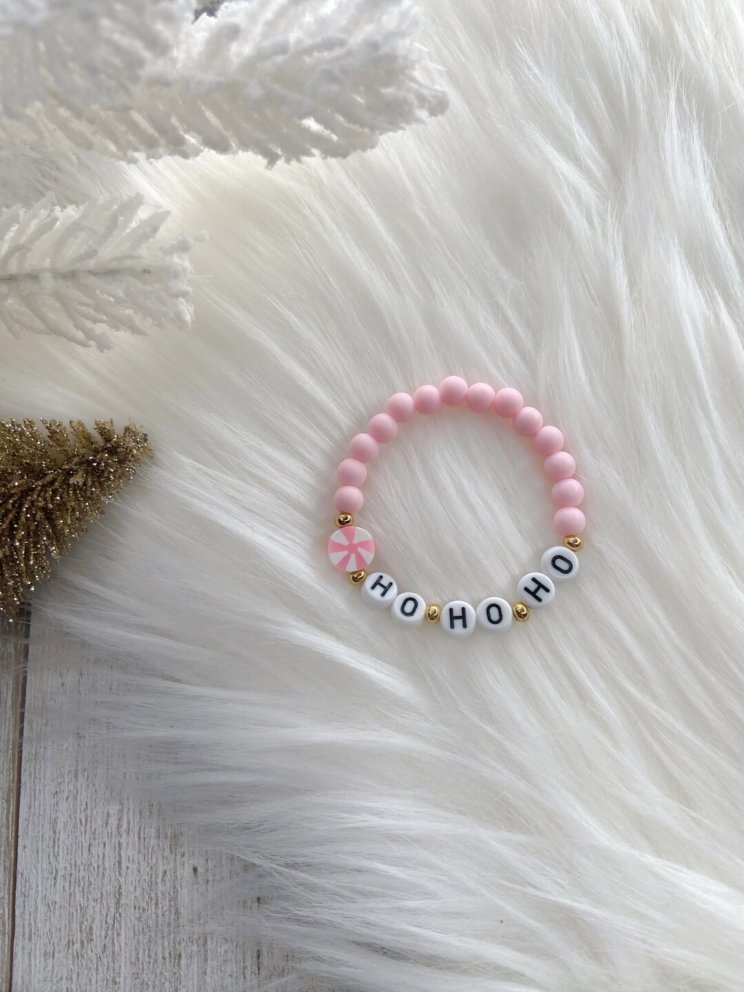 Peppermint Candy Name Bracelets Personalized Merry Christmas - Etsy | Etsy (US)