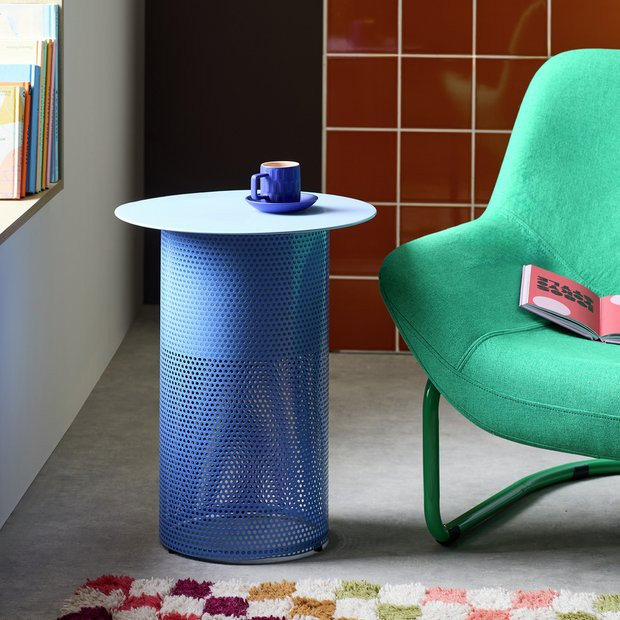 Habitat Anala Round Side Table - Blue | Habitat UK