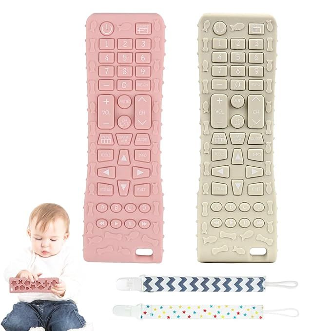 2Pack Silicone Baby Teething Toys, Soft Chew Toys with TV Remote Control Shape, Teether Early Edu... | Amazon (US)