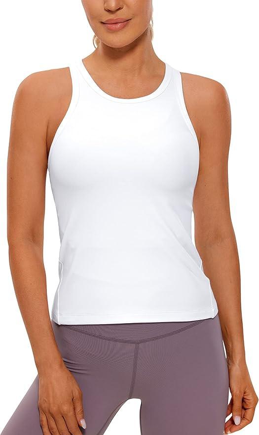 CRZ YOGA Butterluxe Womens Racerback Tank Top High Neck Cropped Workout Tops Athletic Sleeveless ... | Amazon (US)