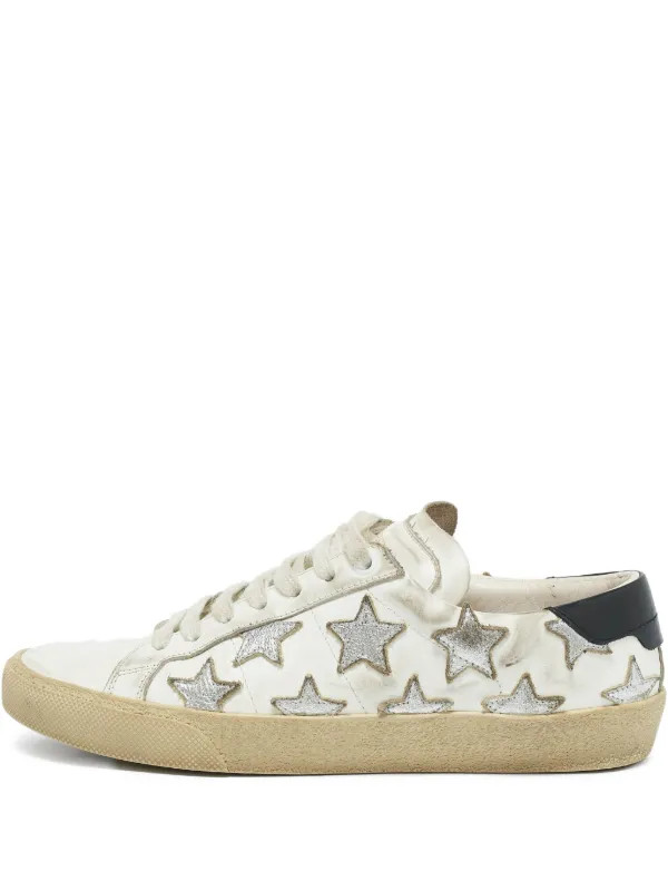 Saint Laurent Pre-Owned star-patches Sneakers | White | FARFETCH | Farfetch Global