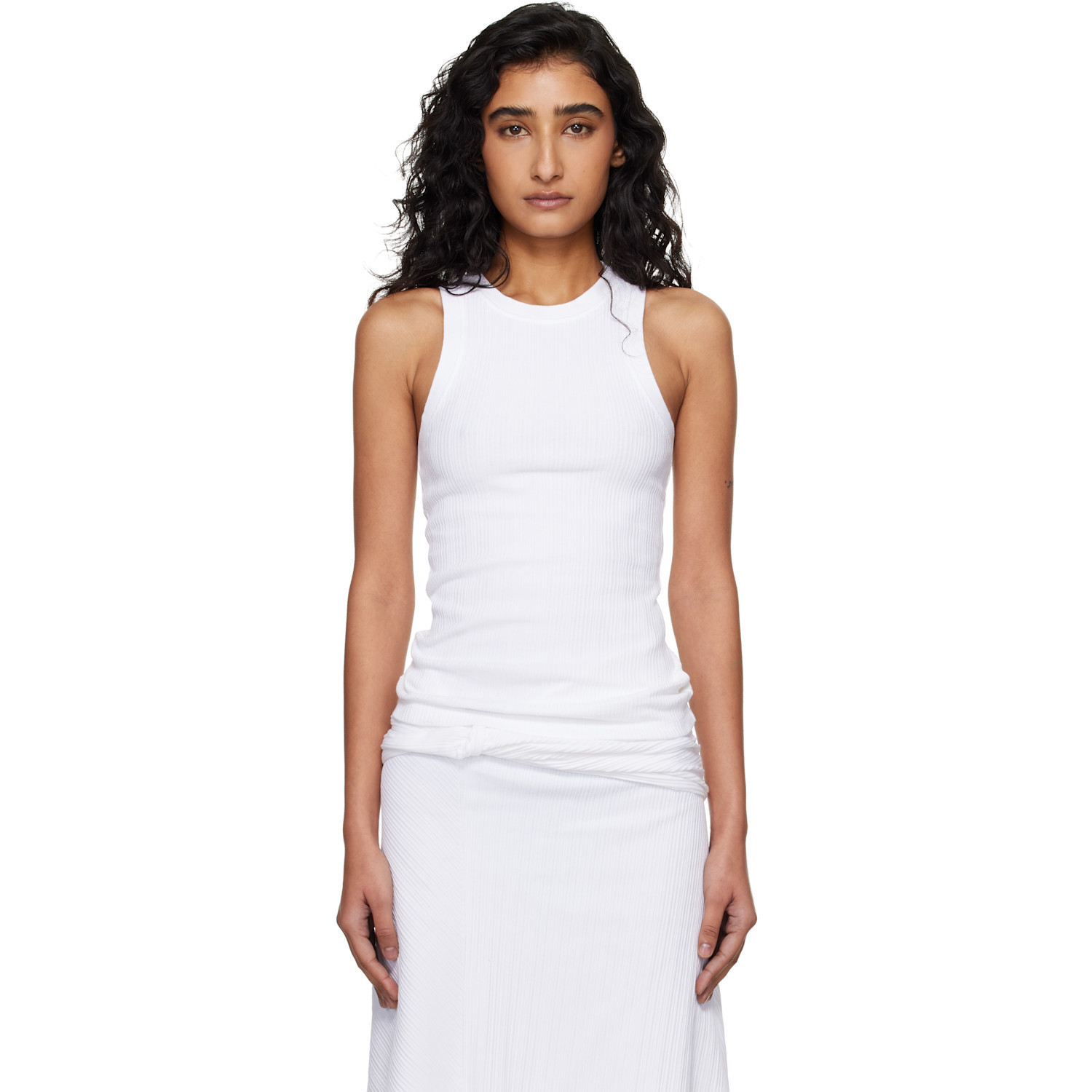 Victoria Beckham White Rib Tank Top | SSENSE