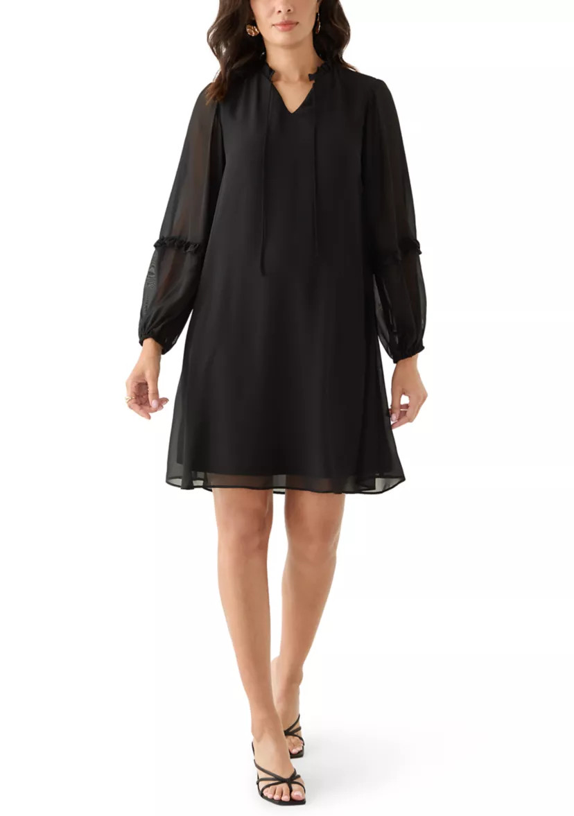 Women's Long Sleeve Tie Neck Mini Dress | Belk