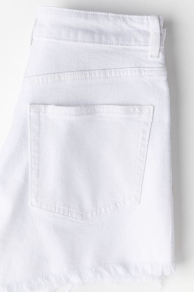 High Waist Denim Shorts - High waist - Short - White - Ladies | H&M US | H&M (US + CA)