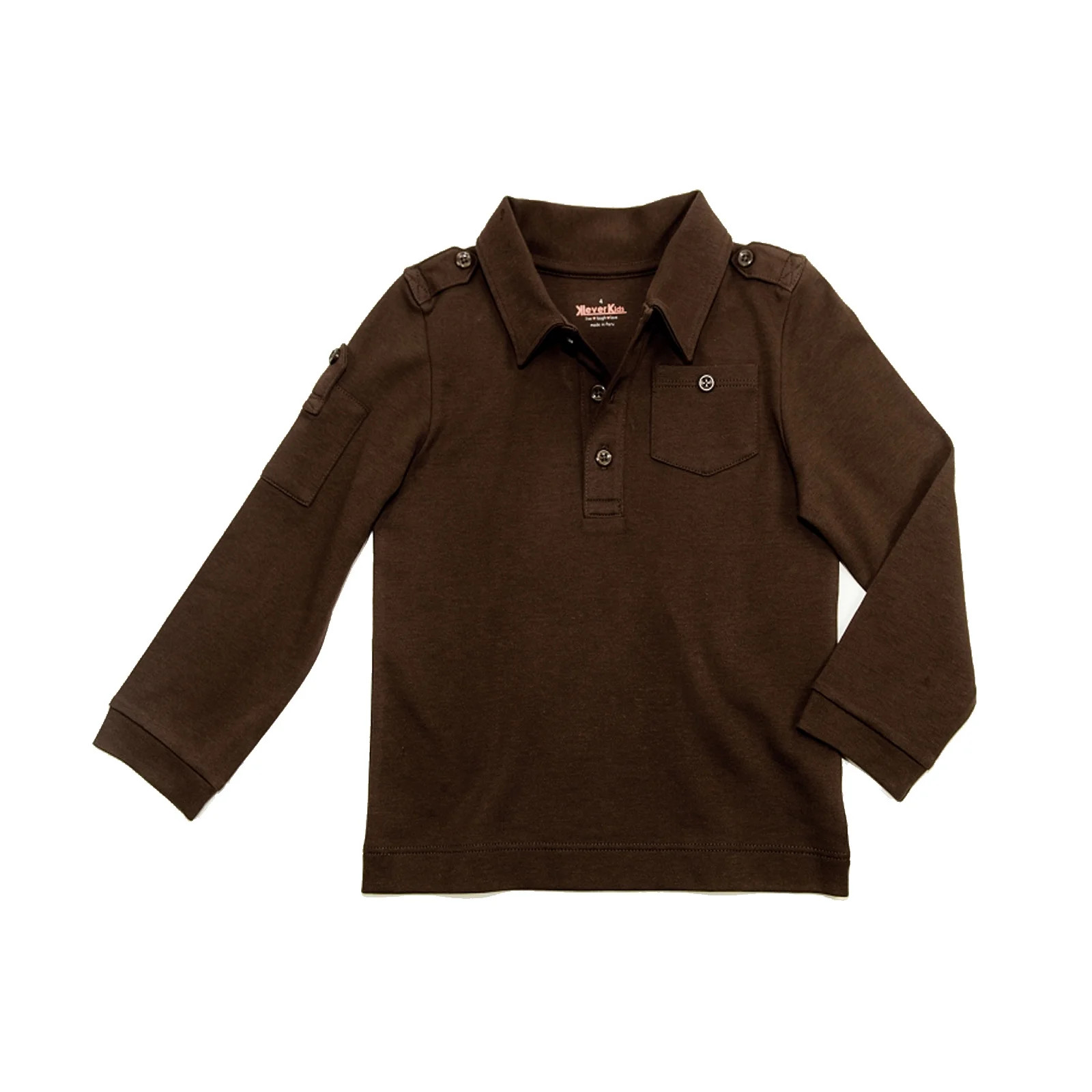 Kidsy Boys Solid Cargo Polo Peruvian Cotton T-Shirt – Long Sleeve, Polo Neck With 3 Buttons –... | Walmart (US)