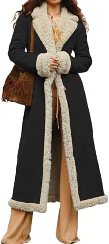 Long Faux Fur Coats for Women Trench Coat Teddy Jackets Lined Winter Fur Trimmed Suede Fuzzy Sher... | Amazon (US)