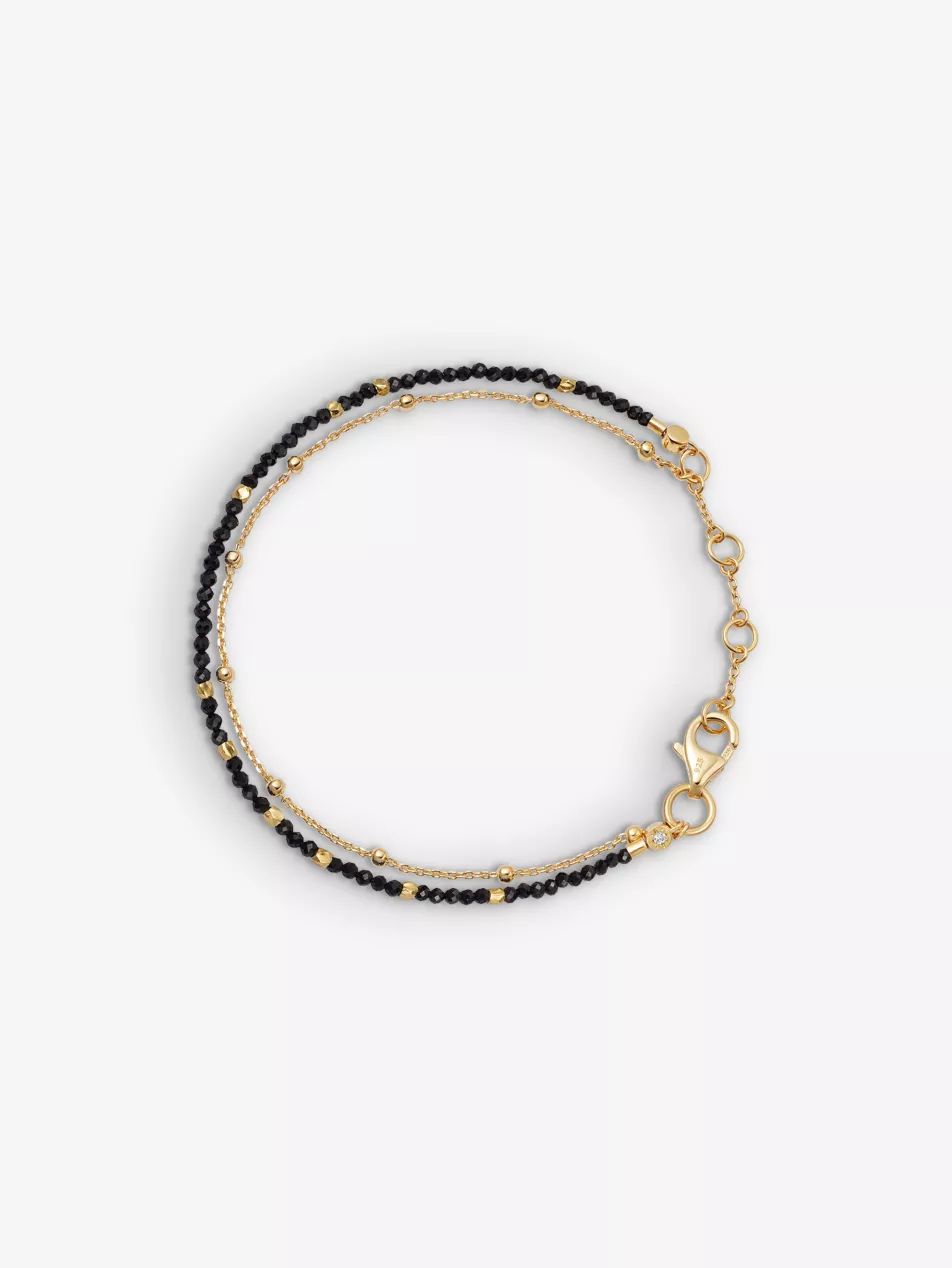 Biography black-spinel 18ct gold-vermeil bracelet | Selfridges
