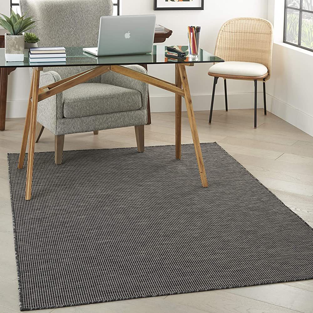 Nourison Positano Indoor/Outdoor Charcoal 4' x 6' Area Rug, Easy Cleaning, Non Shedding, Bed Room... | Amazon (US)