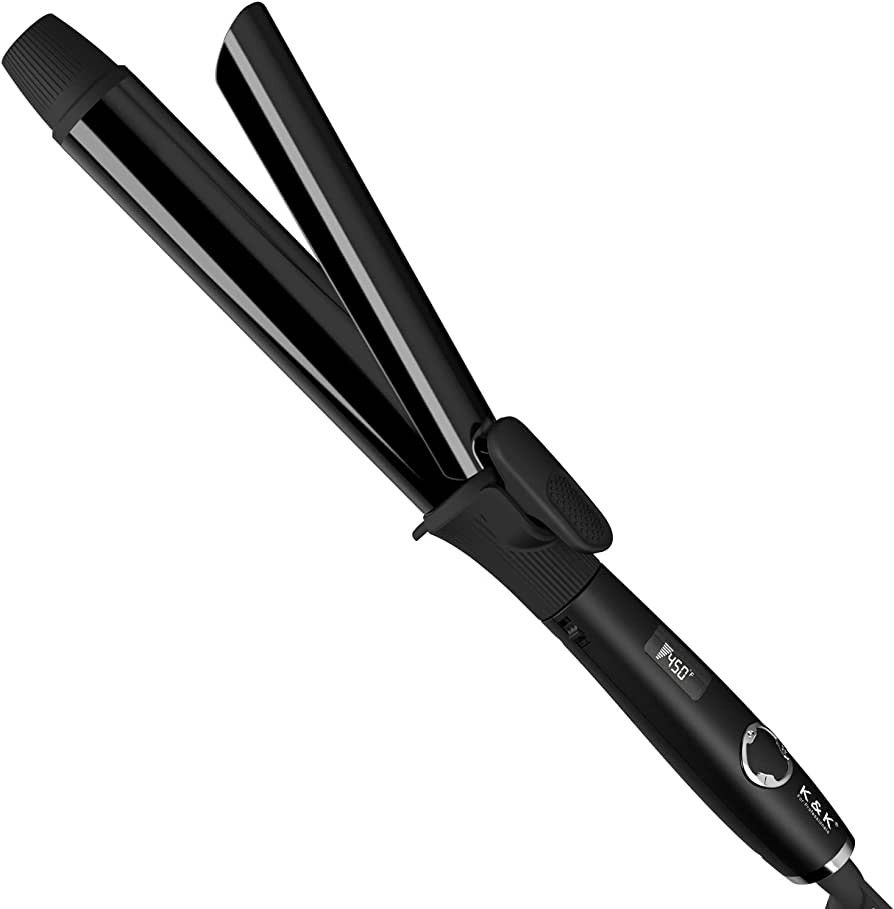 K&K 1 1/4 Inch Clipped Curling Iron with Tourmaline Ceramic Barrel, Professional 1.25 Inch Hair C... | Amazon (US)