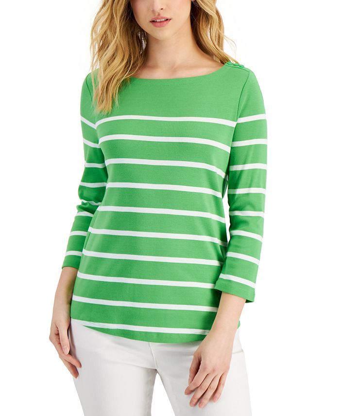 Charter Club Striped Cotton Top, Created for Macy's & Reviews - Tops - Women - Macy's | Macys (US)
