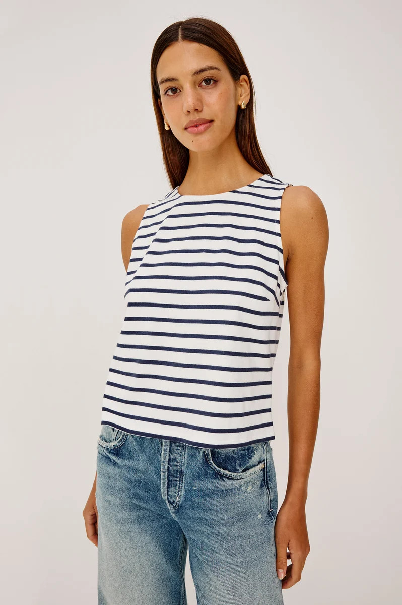 GRACE TANK - IVORY NAVY STRIPE | Rails