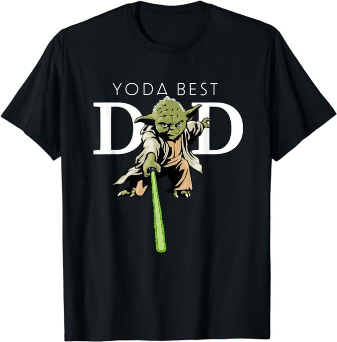 Star Wars Yoda Lightsaber Best Dad Father's Day T-Shirt | Amazon (US)