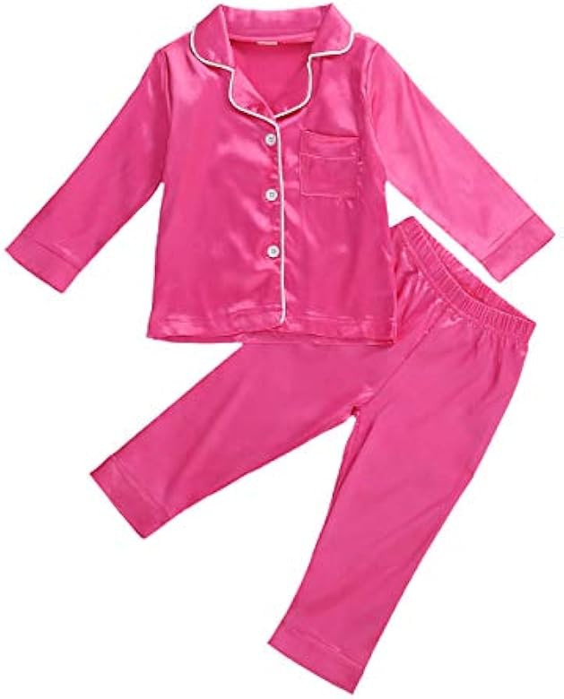 Nokpsedcb Toddler Girl Cute Long Sleeve Button Down Pajamas Set Lounge Set Sleepwear Nightwear | Amazon (US)