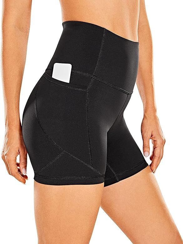 CRZ YOGA Women's Naked Feeling Biker Shorts - 5 Inches High Waisted Gym Running Compression Spandex  | Amazon (US)