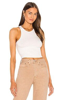 Free People High Neck Ribbed Crop Top in White from Revolve.com | Revolve Clothing (Global)