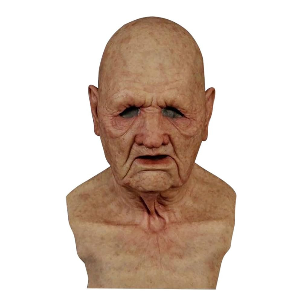 Halloween Creepy Human Latex Mask,Realistic Old Man Wrinkle Full Head Mask,Halloween Cosplay Cost... | Amazon (US)
