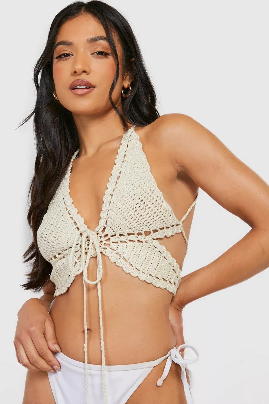 Petite Butterfly Crotchet Beach Top | Boohoo.com (US & CA)