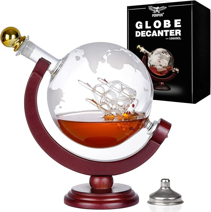 PONPUR Whiskey Globe Decanter, Gifts for Men Dad, Anniversary Birthday Gift for Him Husband Boyfr... | Amazon (US)