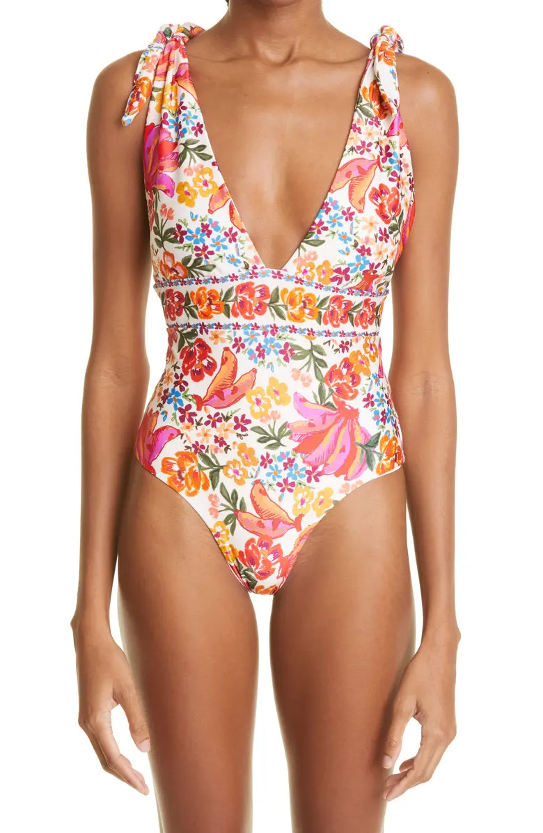 FARM Rio Spring Bananas Floral Print One-Piece Swimsuit | Nordstrom | Nordstrom