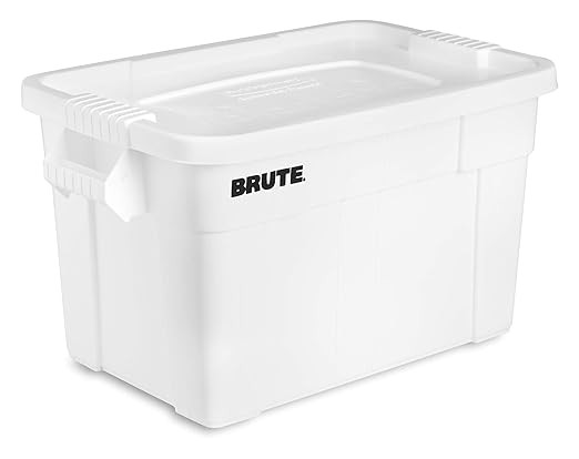 Rubbermaid Commercial Products BRUTE Tote Storage Container with Lid-included, 20-Gallon, White, ... | Amazon (US)