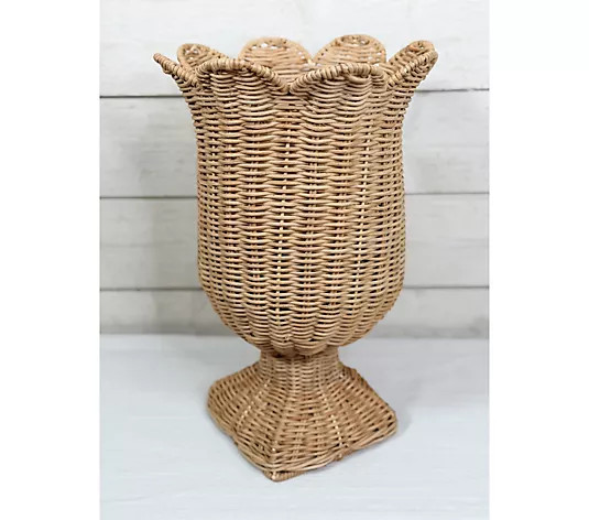 Make Your Selection: Simply Stunning 15" Woven Scalloped Footed Urn by Janine Graff | QVC