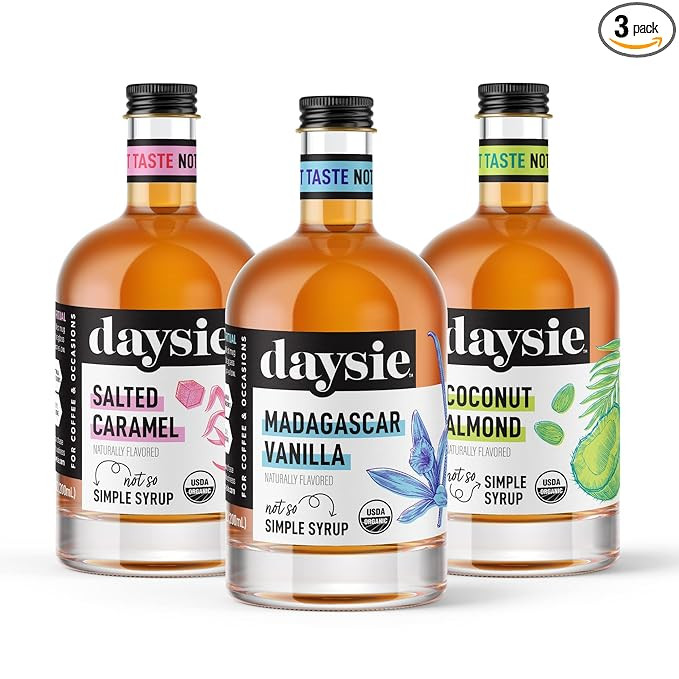 Daysie Certified Organic Madagascar Vanilla, Salted Caramel and Coconut Almond Syrup, 6.76 Fluid ... | Amazon (US)