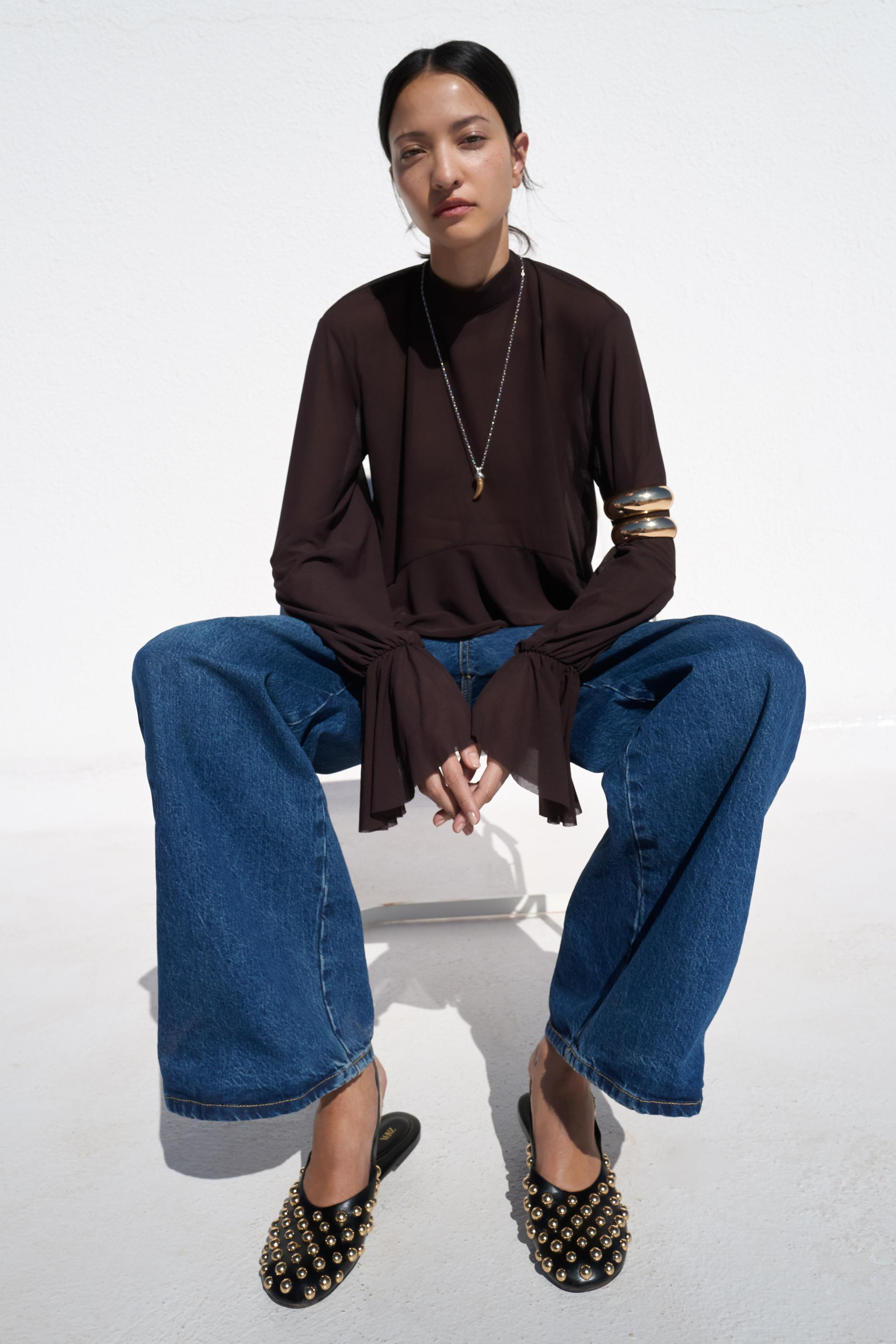 SLINGBACK STUDDED FLATS | Zara US