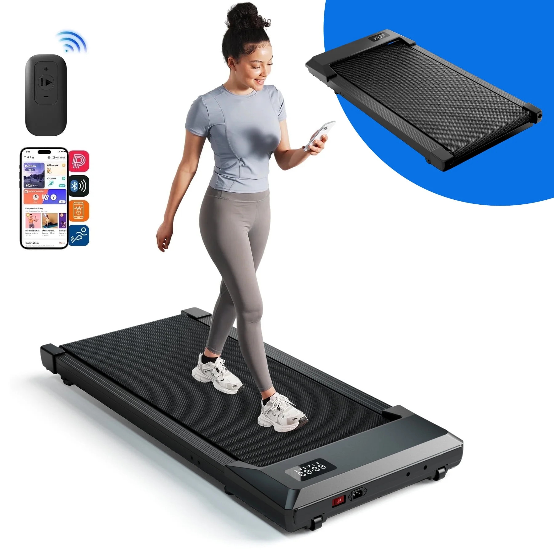 MJWW Walking Pad Treadmill with Remote Control,Under Desk Treadmill for Home&Office, 250 lbs Weig... | Walmart (US)