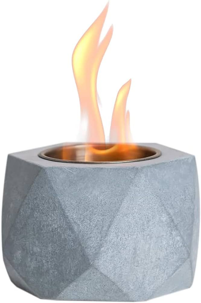Table Top Fire Pit Bowl - Concrete Tabletop Rubbing Alcohol Fireplace Indoor Outdoor Decor Portab... | Amazon (US)