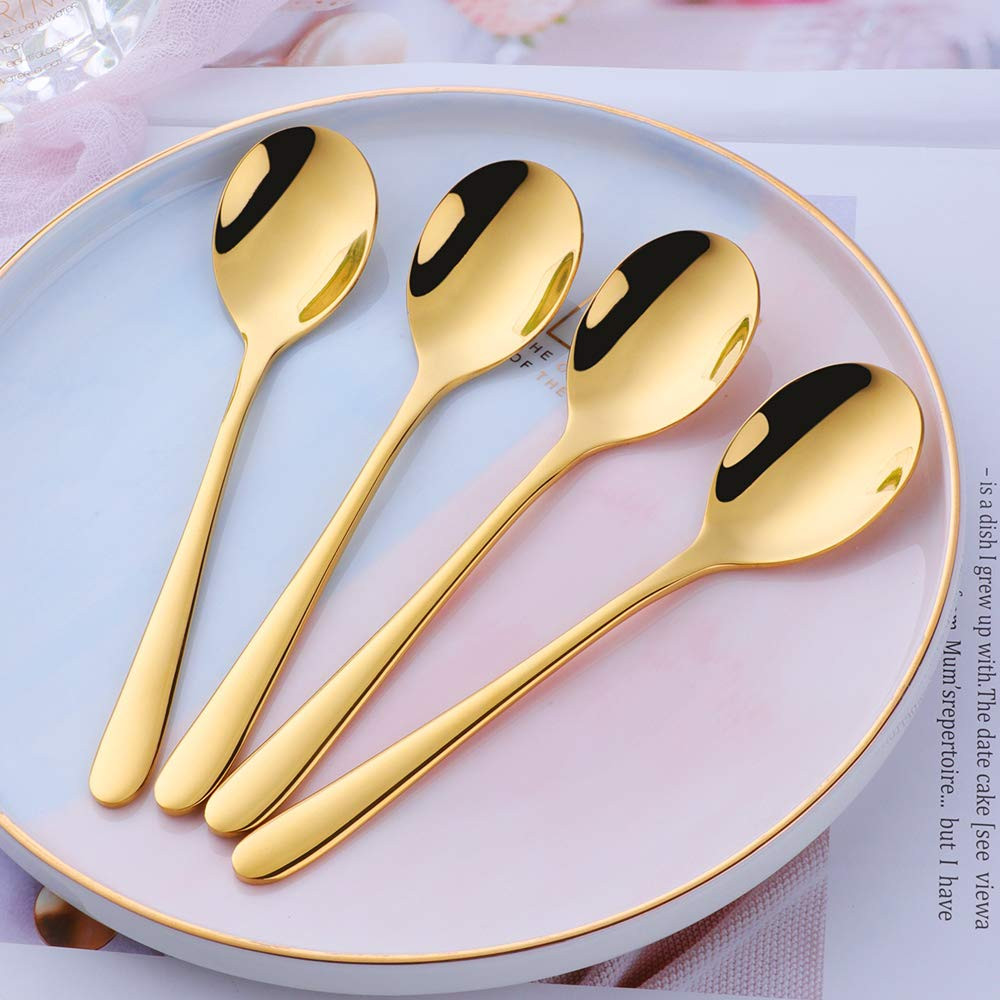 Demitasse Espresso Spoons, BuyGo 18/8 Stainless Steel Gold Teaspoon Round Mini Coffee Sugar Spoon... | Amazon (US)