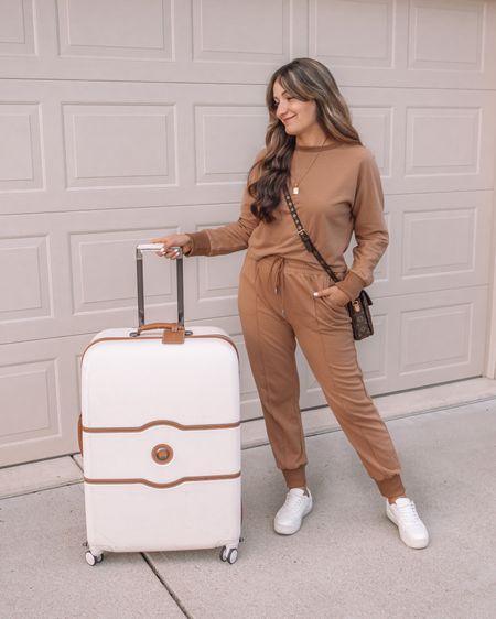 My go to airport outfit 💕
Jogger set, color khaki wearing size L, Luggage checked - Large 28 inch with break 
Travel outfit | airport outfit | travel inspiration | luggage 

#LTKSeasonal #LTKtravel #LTKsalealert