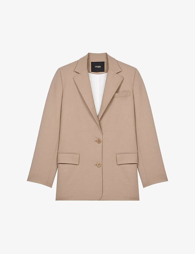 MAJE Vylogi single-breasted straight-cut stretch-woven blazer | Selfridges