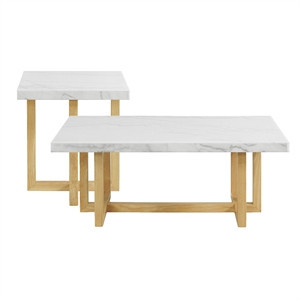 Picket House Furnishings Meyers 2PC Occasional Marble Table Set in Natural | Cymax