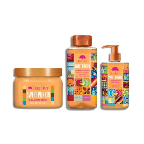 Tree Hut Sweet Punkin Body Care Trio | Exfoliating Scrub, Foaming Body Wash & Hydrating Hand Wash | Fall Scented Skincare for Soft, Nourished Skin | 3-Piece Bundle | Amazon (US)