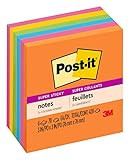 Post-it Super Sticky Notes, 3x3 in, 6 Pads, 2X The Sticking Power, Energy Boost Collection, Brigh... | Amazon (US)