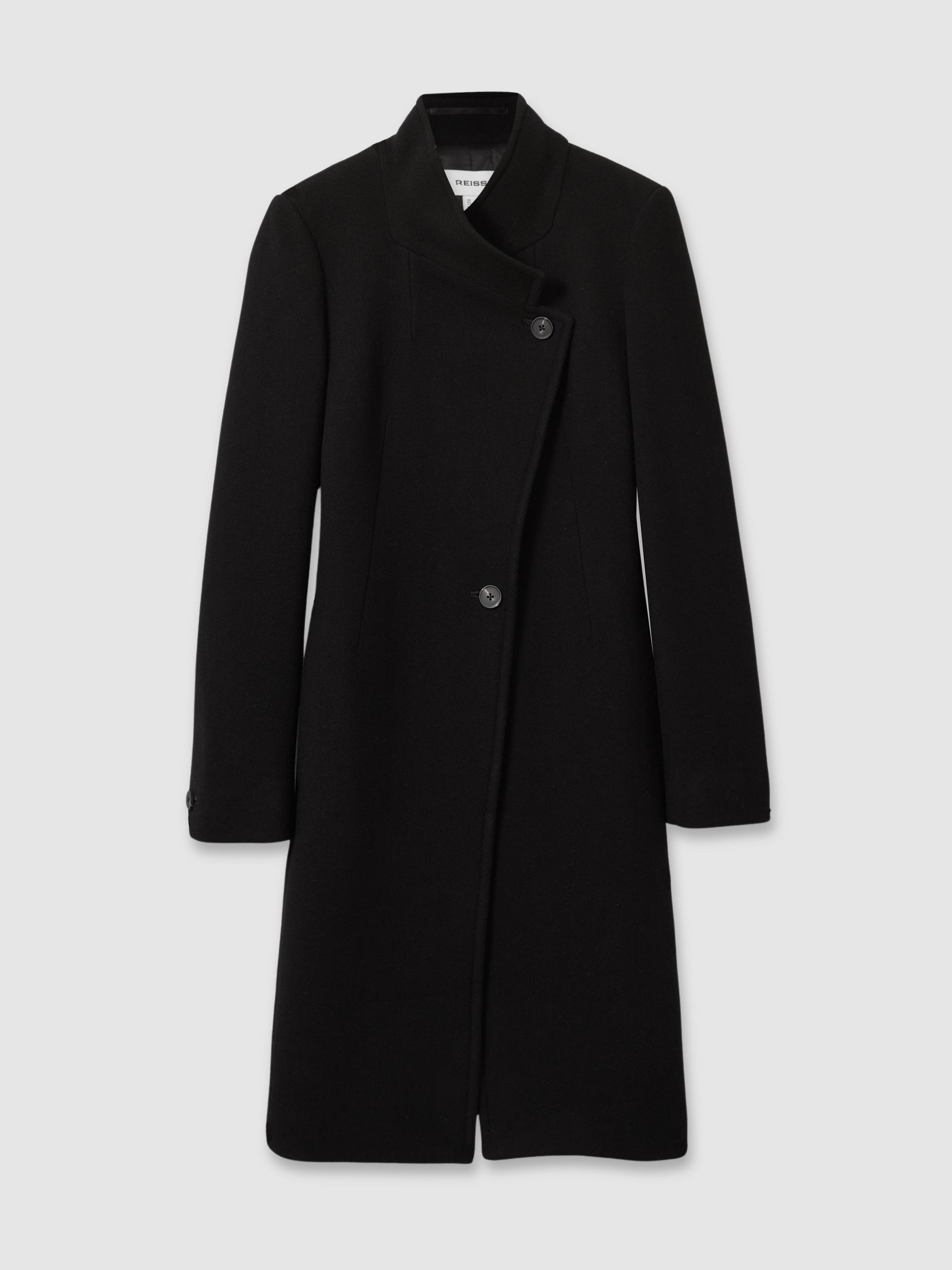 Wool-Blend Longline Double-Breasted Coat in Black | Reiss US